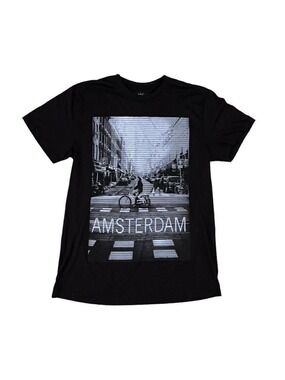 Amsterdam Black Short Sleeve Tee Shirt Size Medium